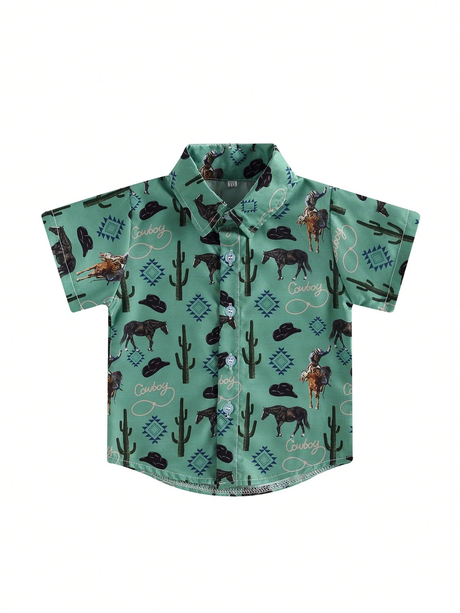 Western Baby Boy Clothes Button Down Short Sleeve Shirts Country Cowboy Dress Shirt Tops Summer Vintage Clothes