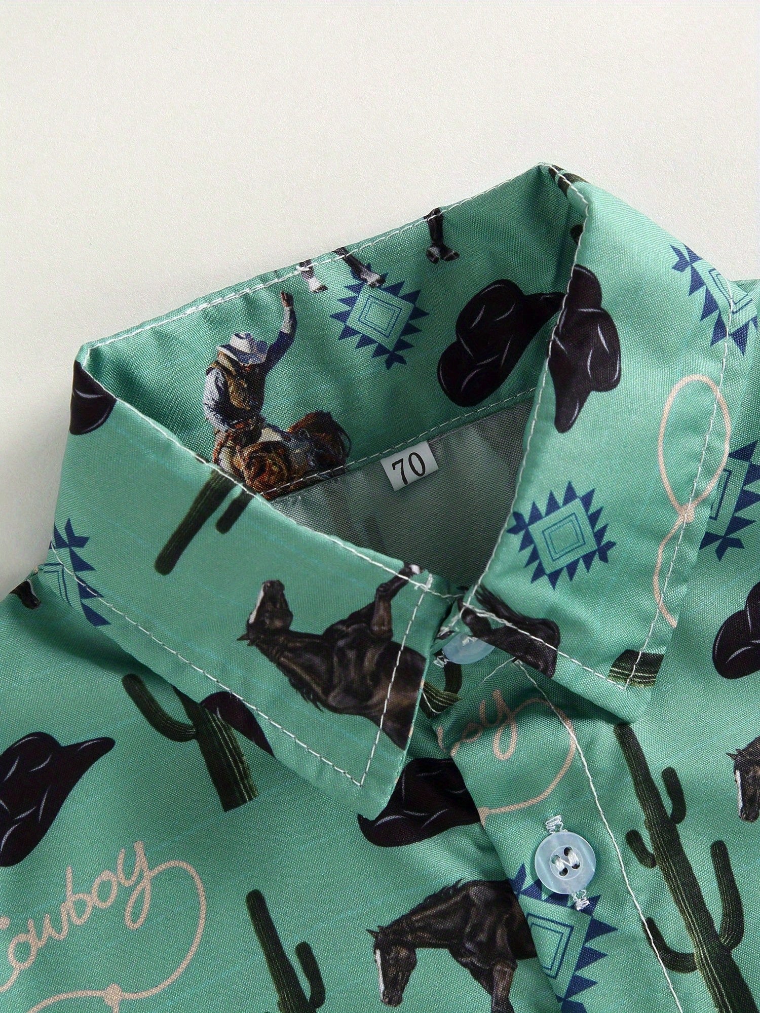 Western Baby Boy Clothes Button Down Short Sleeve Shirts Country Cowboy Dress Shirt Tops Summer Vintage Clothes
