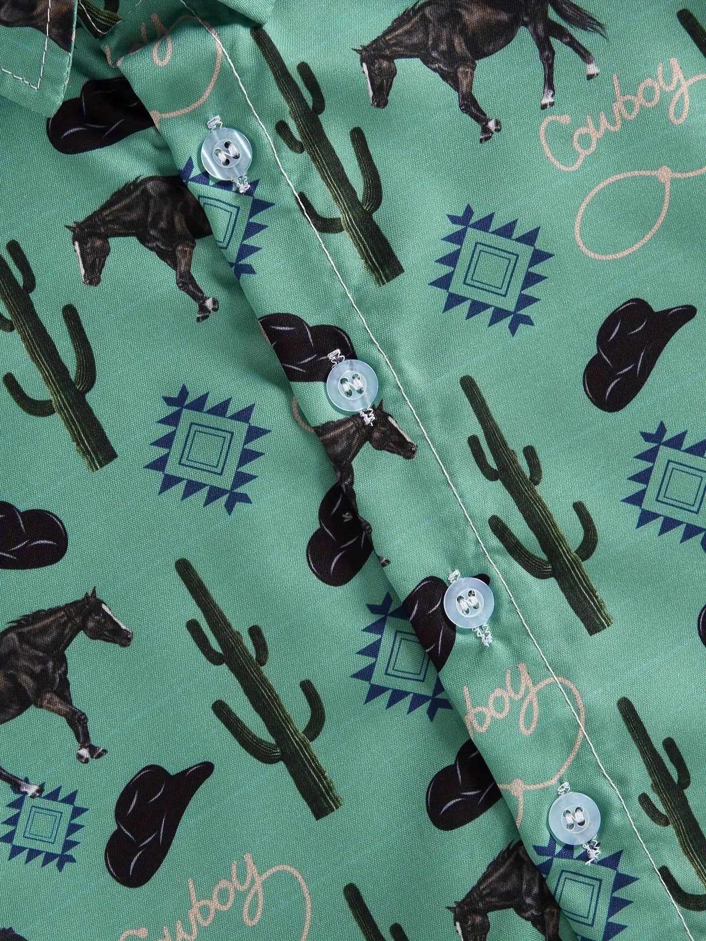 Western Baby Boy Clothes Button Down Short Sleeve Shirts Country Cowboy Dress Shirt Tops Summer Vintage Clothes