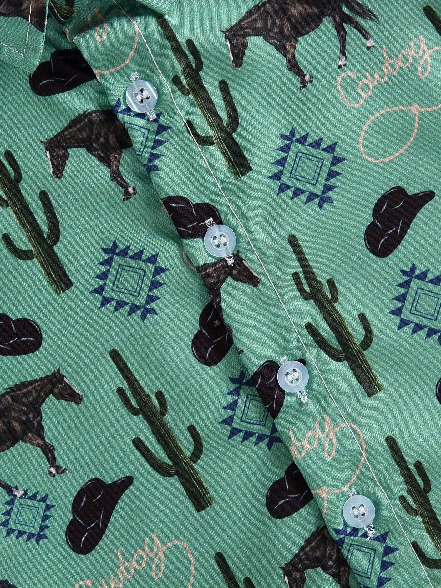 Western Baby Boy Clothes Button Down Short Sleeve Shirts Country Cowboy Dress Shirt Tops Summer Vintage Clothes