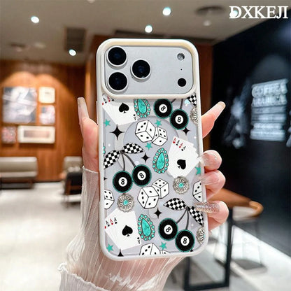 Western Bohemia No. 8 Ball Cherry Playing Cards Pattern Magnetic MagSafe Phone Case For IPhone 17 Air/16 Pro Max 15 Pro 14 13 12 11 Plus Shockproof Slim Protective Cover Casing
