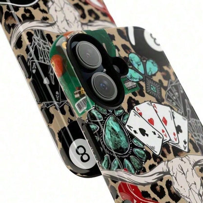Western Leopard Phone Case, Cherries Skull Horseshoe Vinyl Treaty Oak Revival With Country Rock Vibes, Play Now Aesthetic Gift, 17 16 15 14 13 12 11