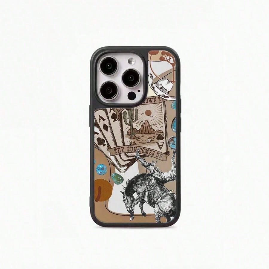 Western Leopard Phone Case, Cherries Skull Horseshoe Vinyl Treaty Oak Revival With Country Rock Vibes, Play Now Aesthetic Gift, 17 16 15 14 13 12 11