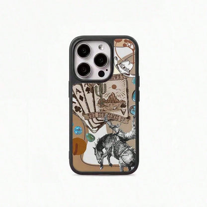 Western Leopard Phone Case, Cherries Skull Horseshoe Vinyl Treaty Oak Revival With Country Rock Vibes, Play Now Aesthetic Gift, 17 16 15 14 13 12 11