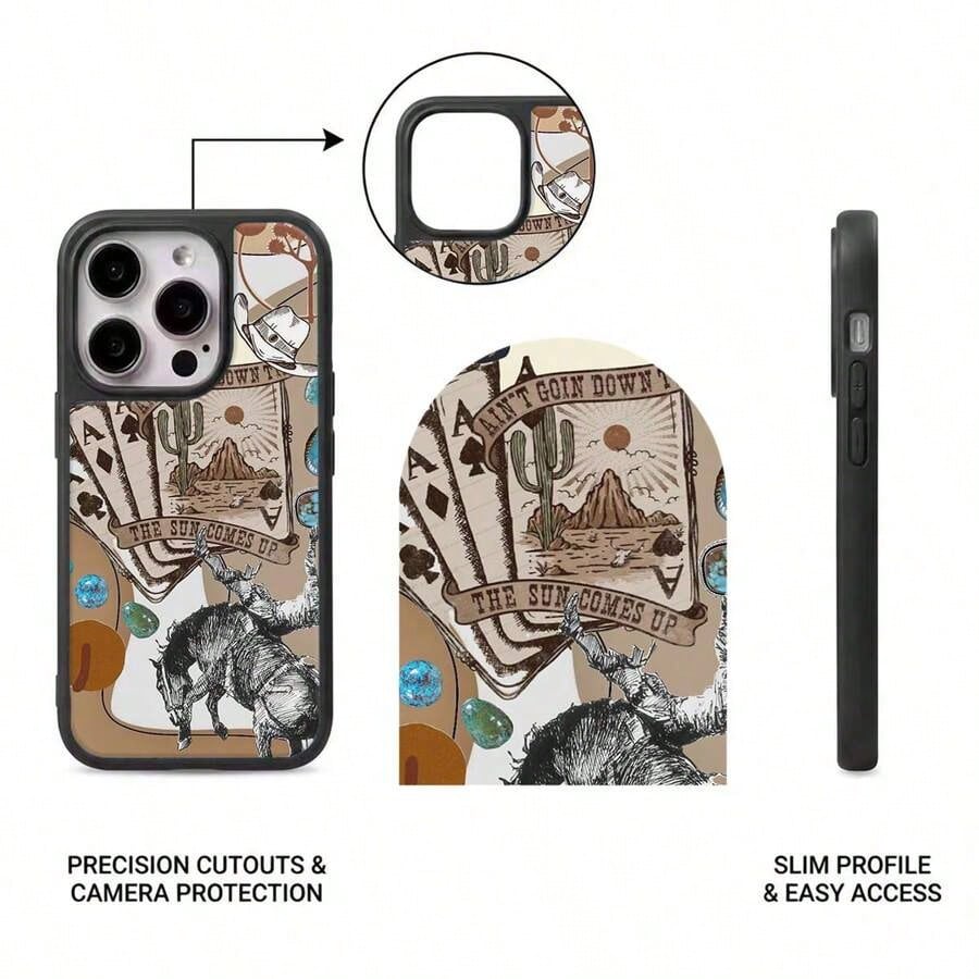 Western Leopard Phone Case, Cherries Skull Horseshoe Vinyl Treaty Oak Revival With Country Rock Vibes, Play Now Aesthetic Gift, 17 16 15 14 13 12 11