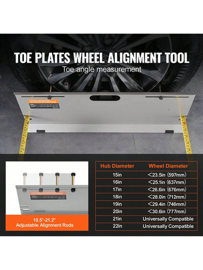 Wheel Alignment Tool, 2-Pack Alignment Tool Toe Plates, Stainless Steel Toe Angle Measurement Tool Plate, 4 Alignment Rods And Magnetic Slots, Toe Angle Accurate Measurement, Includes Measuring Tapes