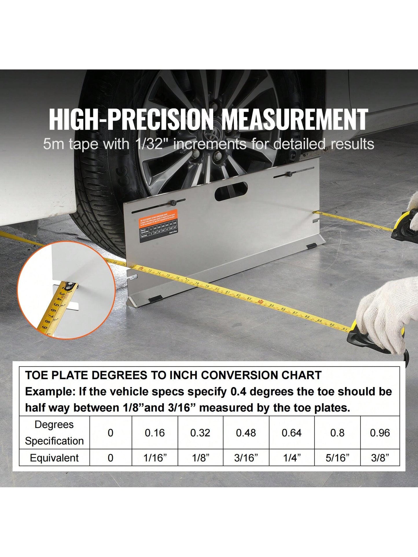 Wheel Alignment Tool, 2-Pack Alignment Tool Toe Plates, Stainless Steel Toe Angle Measurement Tool Plate, 4 Alignment Rods And Magnetic Slots, Toe Angle Accurate Measurement, Includes Measuring Tapes
