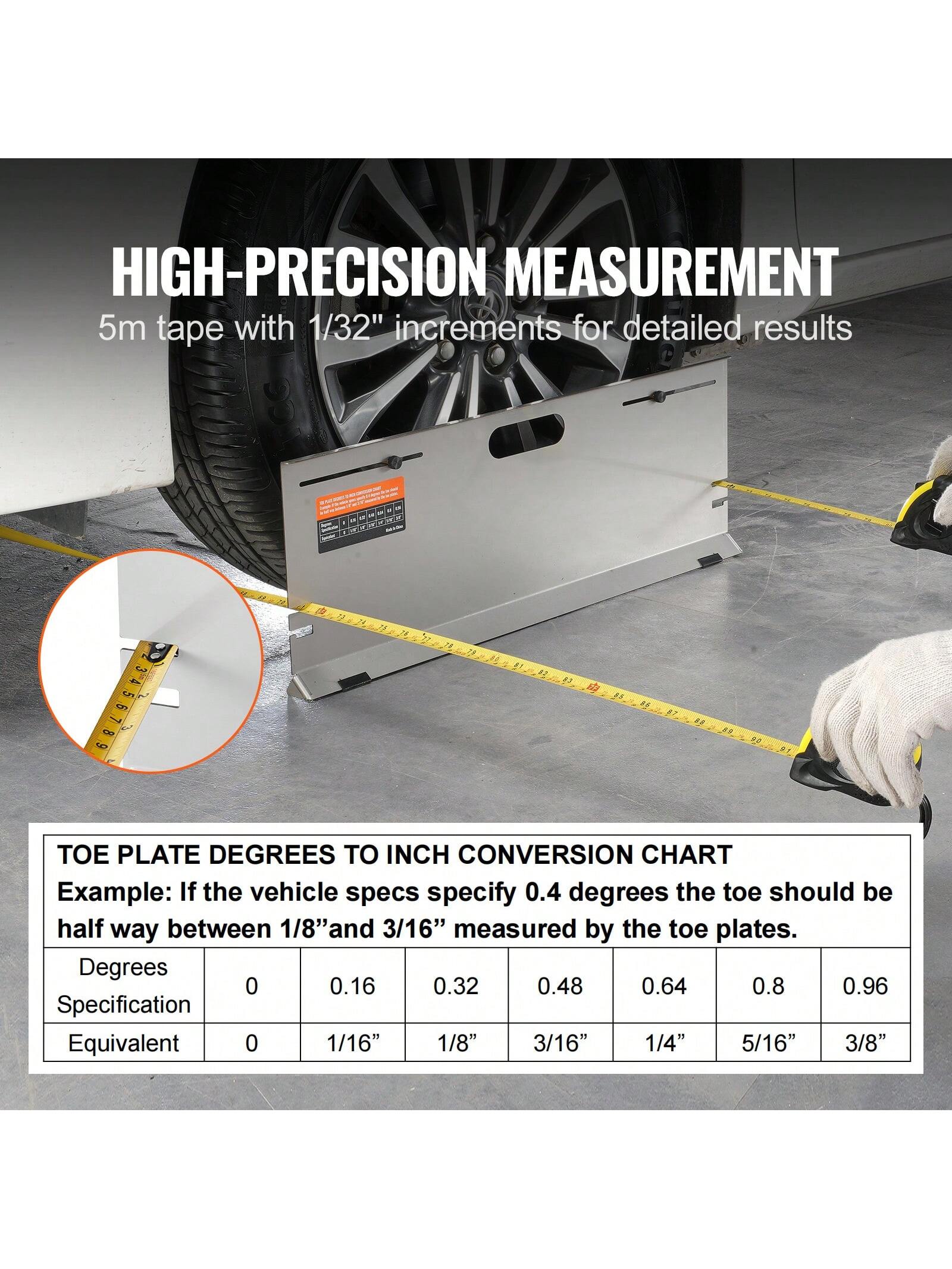 Wheel Alignment Tool, 2-Pack Alignment Tool Toe Plates, Stainless Steel Toe Angle Measurement Tool Plate, 4 Alignment Rods And Magnetic Slots, Toe Angle Accurate Measurement, Includes Measuring Tapes