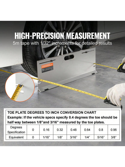 Wheel Alignment Tool, 2-Pack Alignment Tool Toe Plates, Stainless Steel Toe Angle Measurement Tool Plate, 4 Alignment Rods And Magnetic Slots, Toe Angle Accurate Measurement, Includes Measuring Tapes