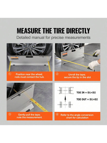 Wheel Alignment Tool, 2-Pack Alignment Tool Toe Plates, Stainless Steel Toe Angle Measurement Tool Plate, 4 Alignment Rods And Magnetic Slots, Toe Angle Accurate Measurement, Includes Measuring Tapes