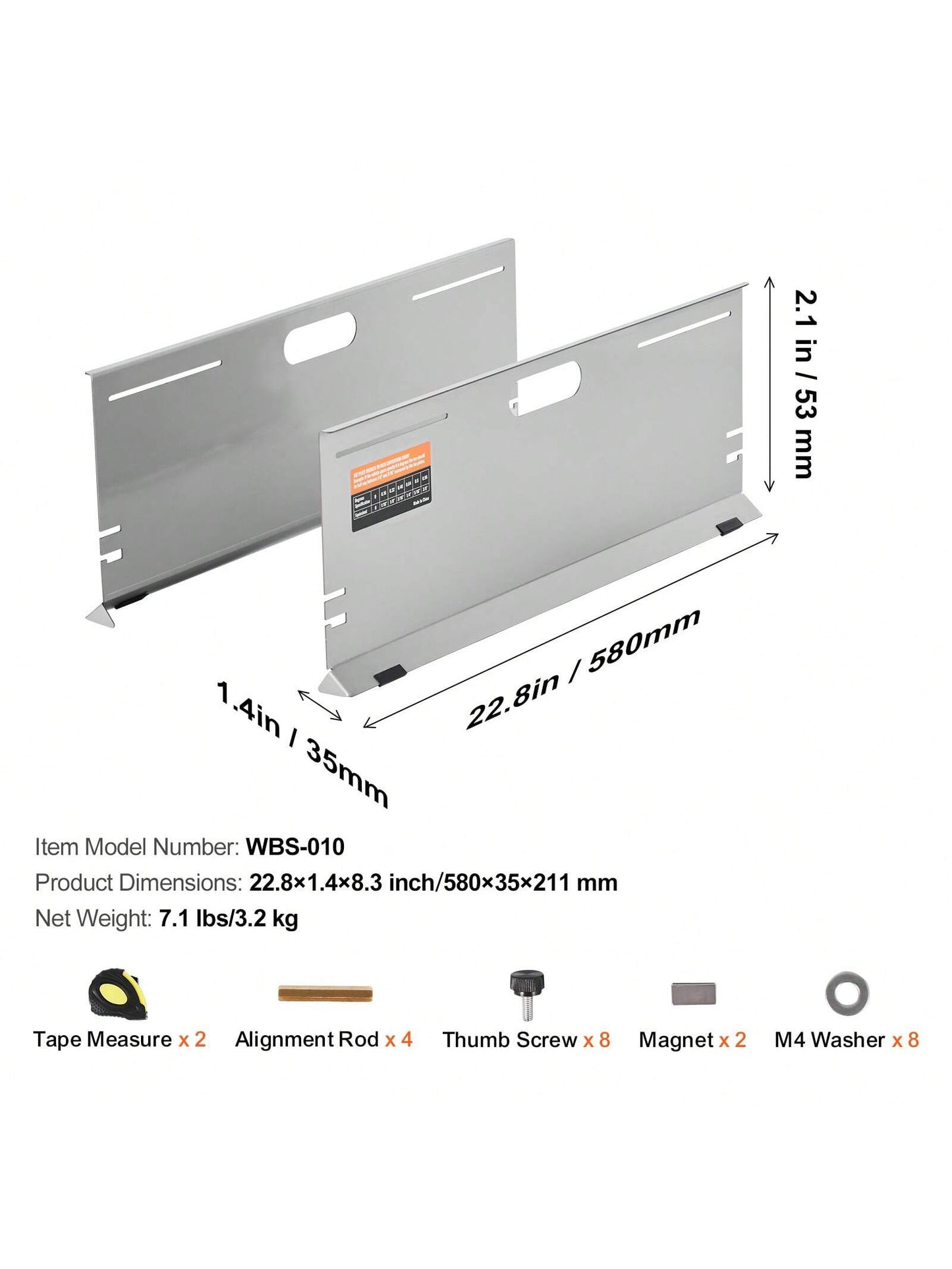 Wheel Alignment Tool, 2-Pack Alignment Tool Toe Plates, Stainless Steel Toe Angle Measurement Tool Plate, 4 Alignment Rods And Magnetic Slots, Toe Angle Accurate Measurement, Includes Measuring Tapes