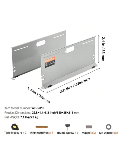 Wheel Alignment Tool, 2-Pack Alignment Tool Toe Plates, Stainless Steel Toe Angle Measurement Tool Plate, 4 Alignment Rods And Magnetic Slots, Toe Angle Accurate Measurement, Includes Measuring Tapes