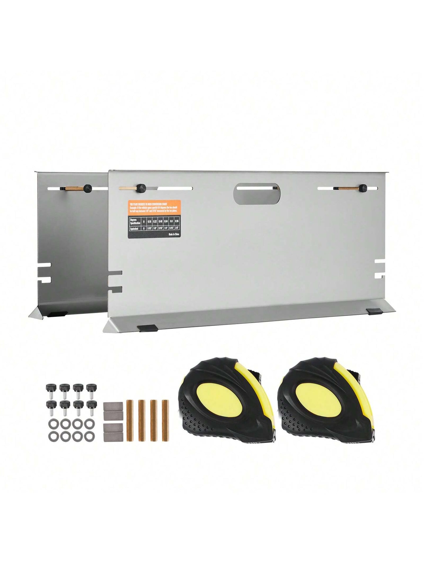 Wheel Alignment Tool, 2-Pack Alignment Tool Toe Plates, Stainless Steel Toe Angle Measurement Tool Plate, 4 Alignment Rods And Magnetic Slots, Toe Angle Accurate Measurement, Includes Measuring Tapes
