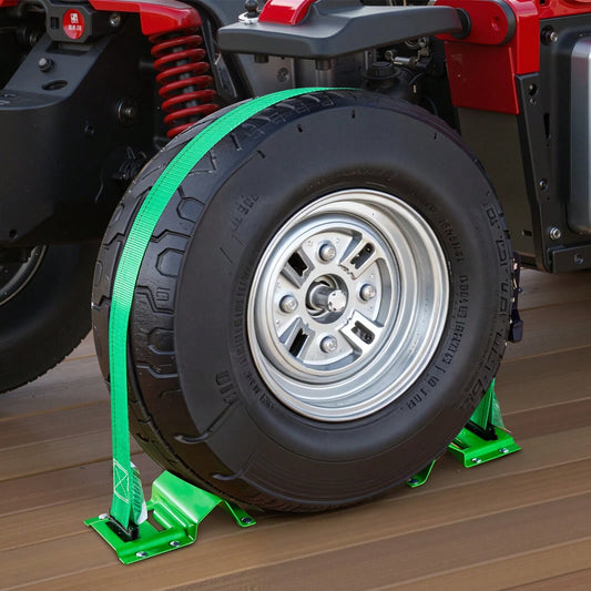 Wheel Chock Tie-Down Kit, Chock-Style Trailer Tie Down Strap, Car Tie Down Kit With Buckle, Break Strength 4380 Lbs & Working Load 1460 Lbs Motorcycle Tie-Down System For ATVs, UTVs & Trailers