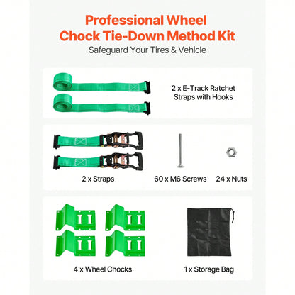 Wheel Chock Tie-Down Kit, Chock-Style Trailer Tie Down Strap, Car Tie Down Kit With Buckle, Break Strength 4380 Lbs & Working Load 1460 Lbs Motorcycle Tie-Down System For ATVs, UTVs & Trailers