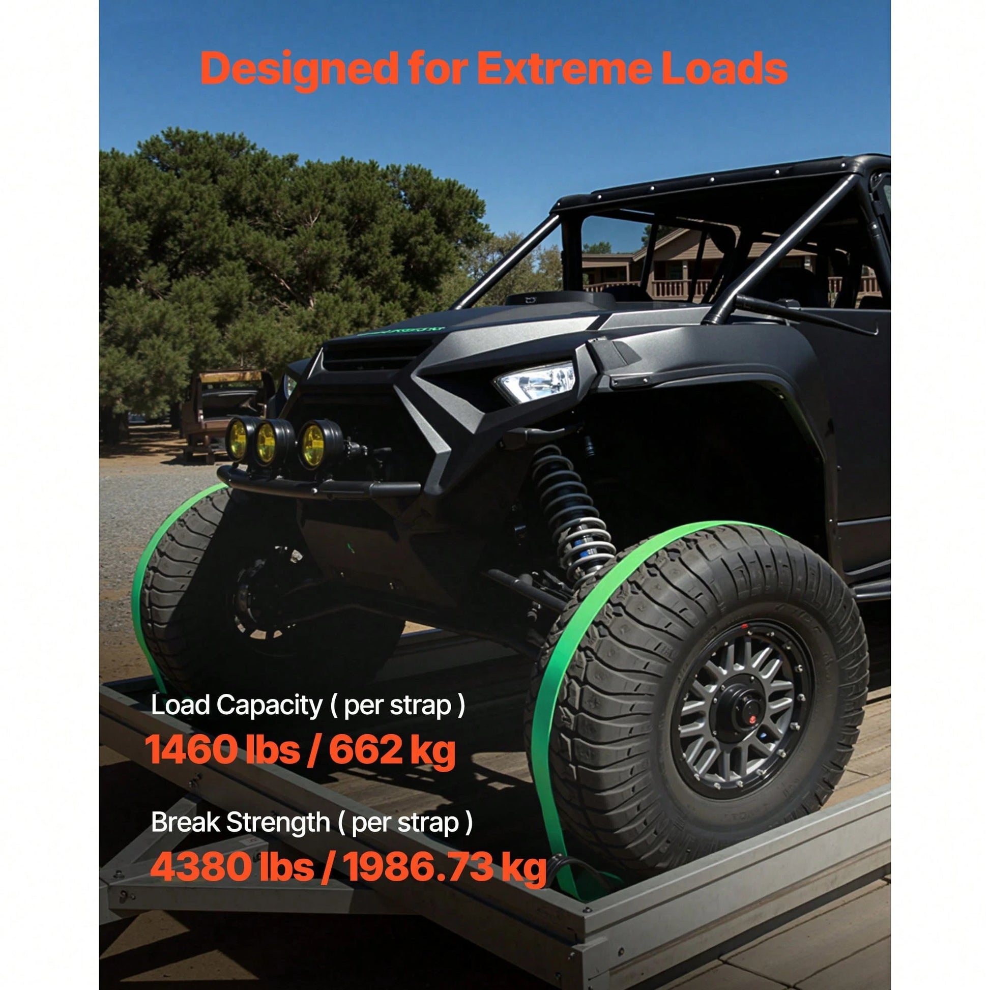 Wheel Chock Tie-Down Kit, Chock-Style Trailer Tie Down Strap, Car Tie Down Kit With Buckle, Break Strength 4380 Lbs & Working Load 1460 Lbs Motorcycle Tie-Down System For ATVs, UTVs & Trailers