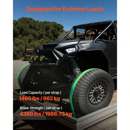 Wheel Chock Tie-Down Kit, Chock-Style Trailer Tie Down Strap, Car Tie Down Kit With Buckle, Break Strength 4380 Lbs & Working Load 1460 Lbs Motorcycle Tie-Down System For ATVs, UTVs & Trailers