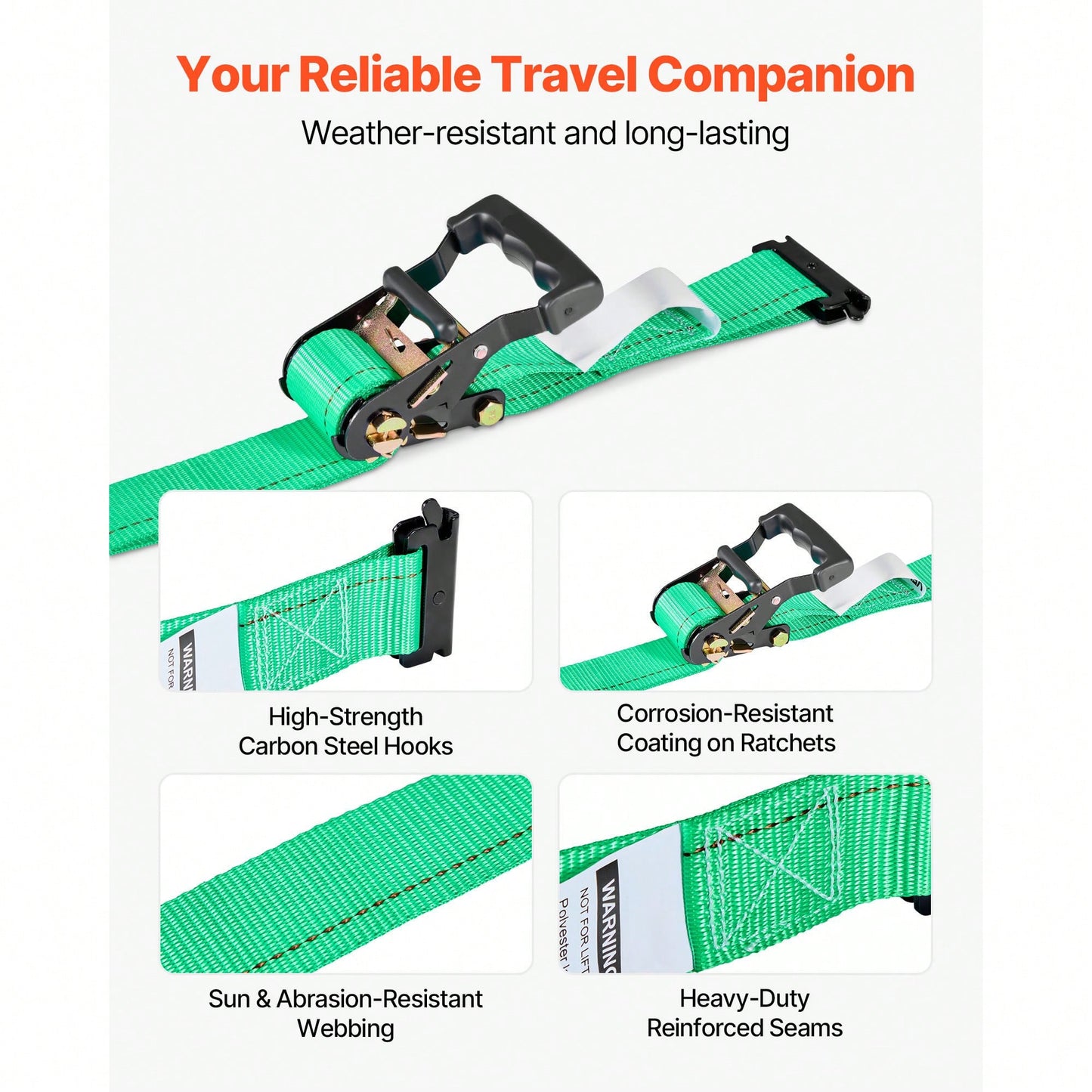Wheel Chock Tie-Down Kit, Chock-Style Trailer Tie Down Strap, Car Tie Down Kit With Buckle, Break Strength 4380 Lbs & Working Load 1460 Lbs Motorcycle Tie-Down System For ATVs, UTVs & Trailers