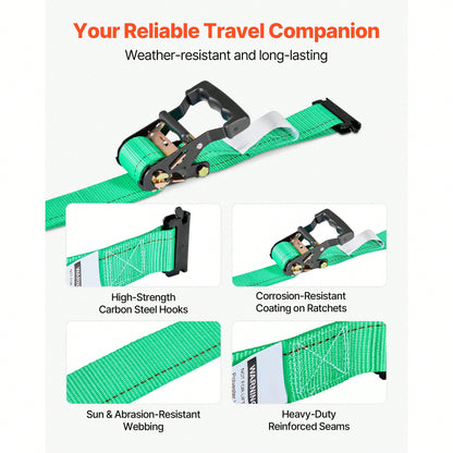 Wheel Chock Tie-Down Kit, Chock-Style Trailer Tie Down Strap, Car Tie Down Kit With Buckle, Break Strength 4380 Lbs & Working Load 1460 Lbs Motorcycle Tie-Down System For ATVs, UTVs & Trailers