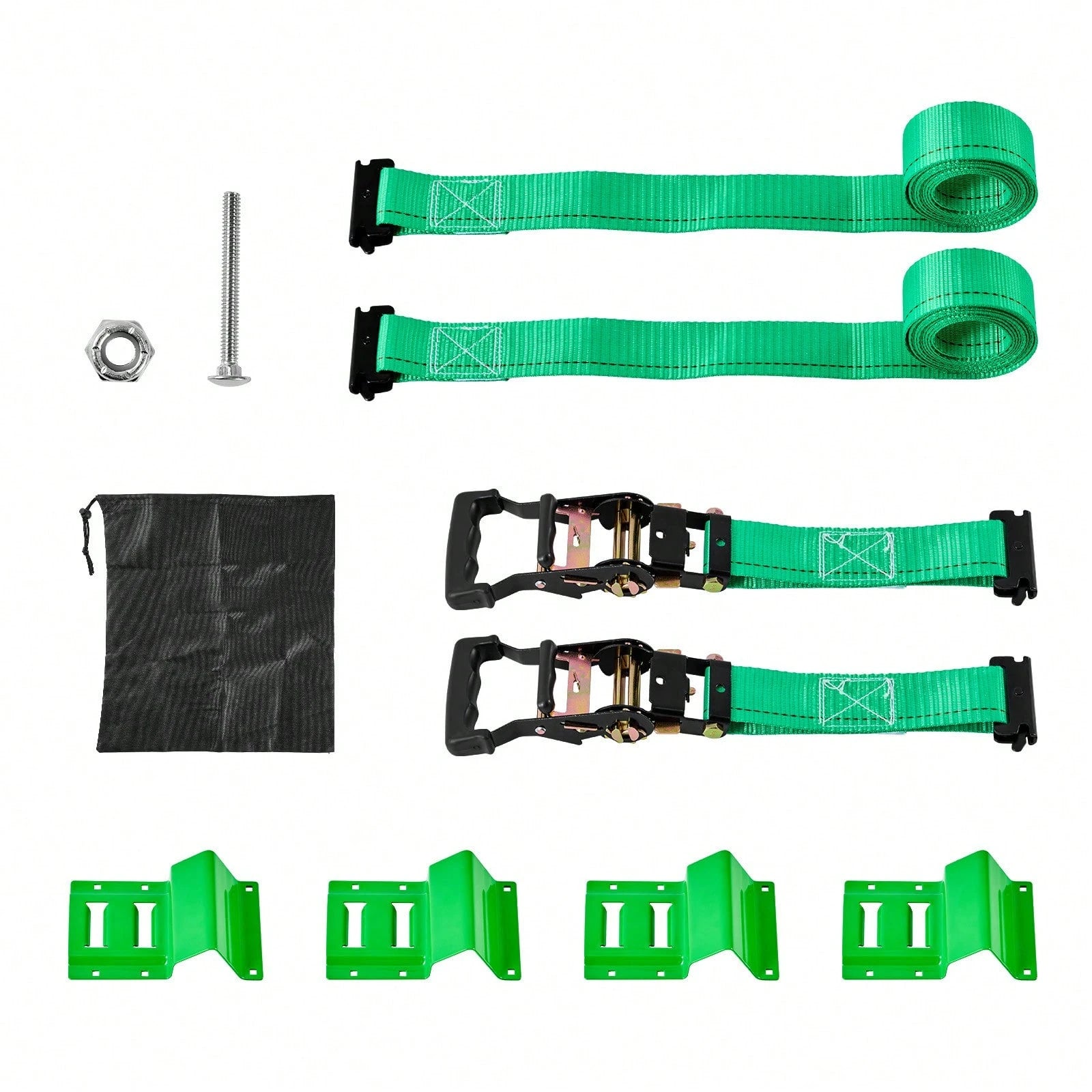 Wheel Chock Tie-Down Kit, Chock-Style Trailer Tie Down Strap, Car Tie Down Kit With Buckle, Break Strength 4380 Lbs & Working Load 1460 Lbs Motorcycle Tie-Down System For ATVs, UTVs & Trailers