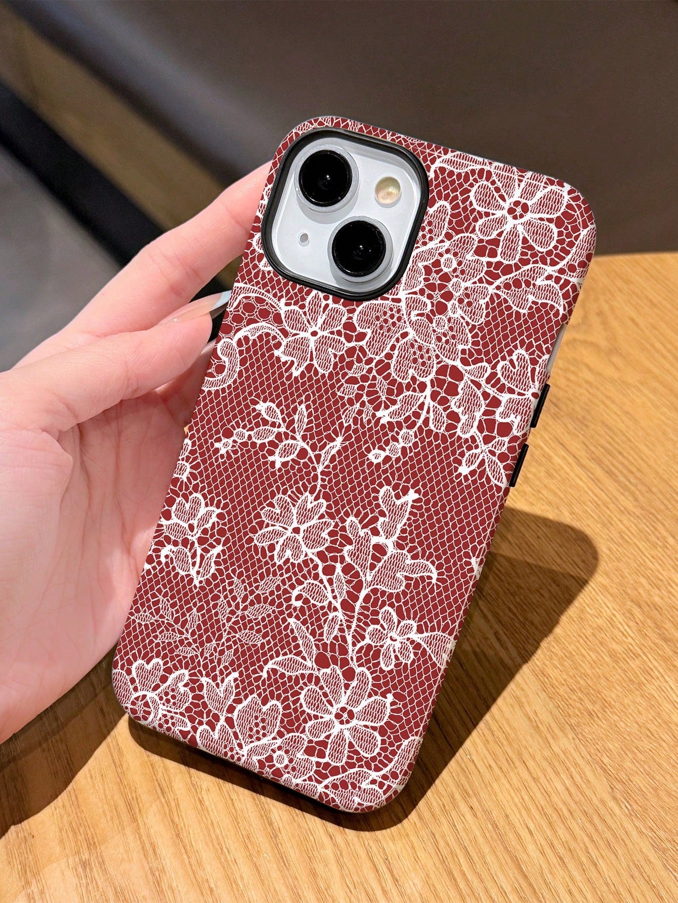 White Lace Element Transparent Air Cushion Soft 1pc Elegant Romantic Lace Pattern Anti-Slip Fashion Phone Case Compatible With IPhone 11/12/13/14/15/16 Pro Max Spring Gift Wedding Anniversary Party