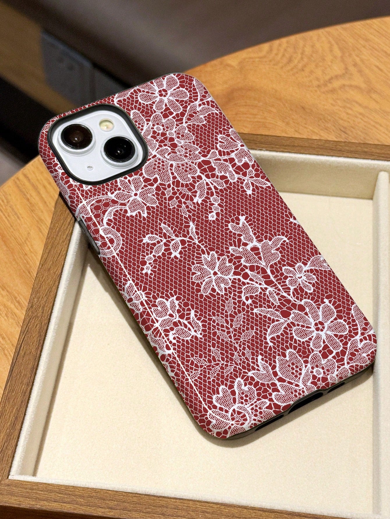 White Lace Element Transparent Air Cushion Soft 1pc Elegant Romantic Lace Pattern Anti-Slip Fashion Phone Case Compatible With IPhone 11/12/13/14/15/16 Pro Max Spring Gift Wedding Anniversary Party