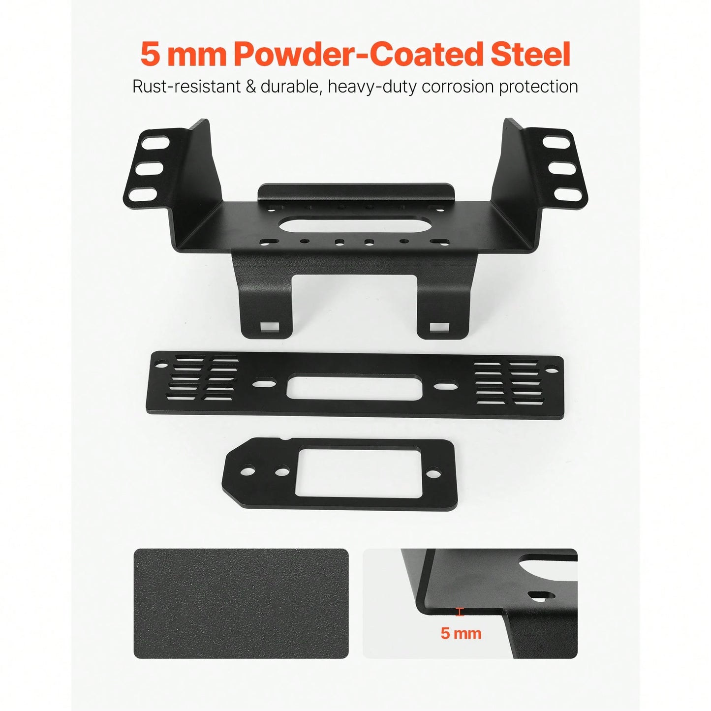 Winch Mount, Winch Capacity Of 2000-3600 Lbs, Trailer Hitch Winch Mount For Select Polaris Ranger Models (2010-2021), 3 Mounting Hole Design, Powder Coated Steel, Fit For Muddy Road Rescue
