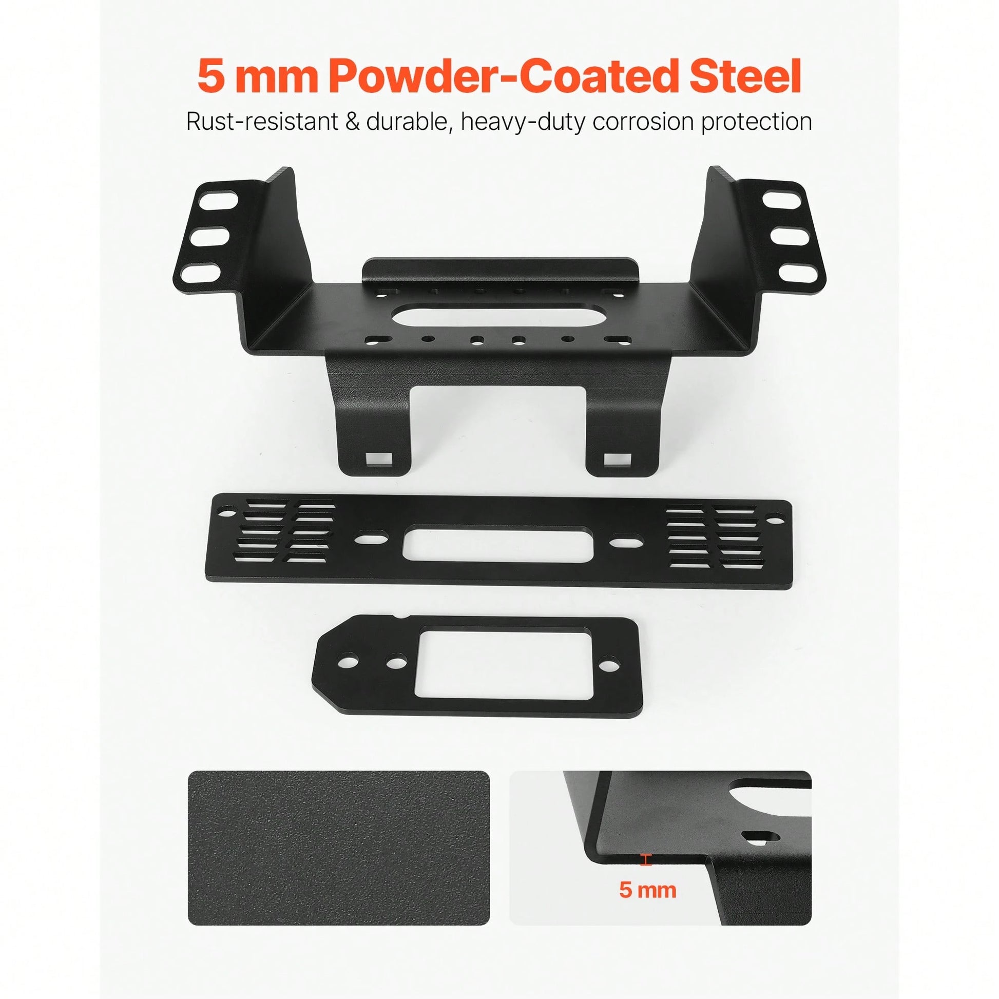 Winch Mount, Winch Capacity Of 2000-3600 Lbs, Trailer Hitch Winch Mount For Select Polaris Ranger Models (2010-2021), 3 Mounting Hole Design, Powder Coated Steel, Fit For Muddy Road Rescue
