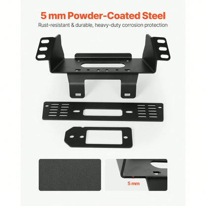 Winch Mount, Winch Capacity Of 2000-3600 Lbs, Trailer Hitch Winch Mount For Select Polaris Ranger Models (2010-2021), 3 Mounting Hole Design, Powder Coated Steel, Fit For Muddy Road Rescue