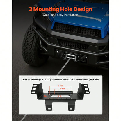 Winch Mount, Winch Capacity Of 2000-3600 Lbs, Trailer Hitch Winch Mount For Select Polaris Ranger Models (2010-2021), 3 Mounting Hole Design, Powder Coated Steel, Fit For Muddy Road Rescue