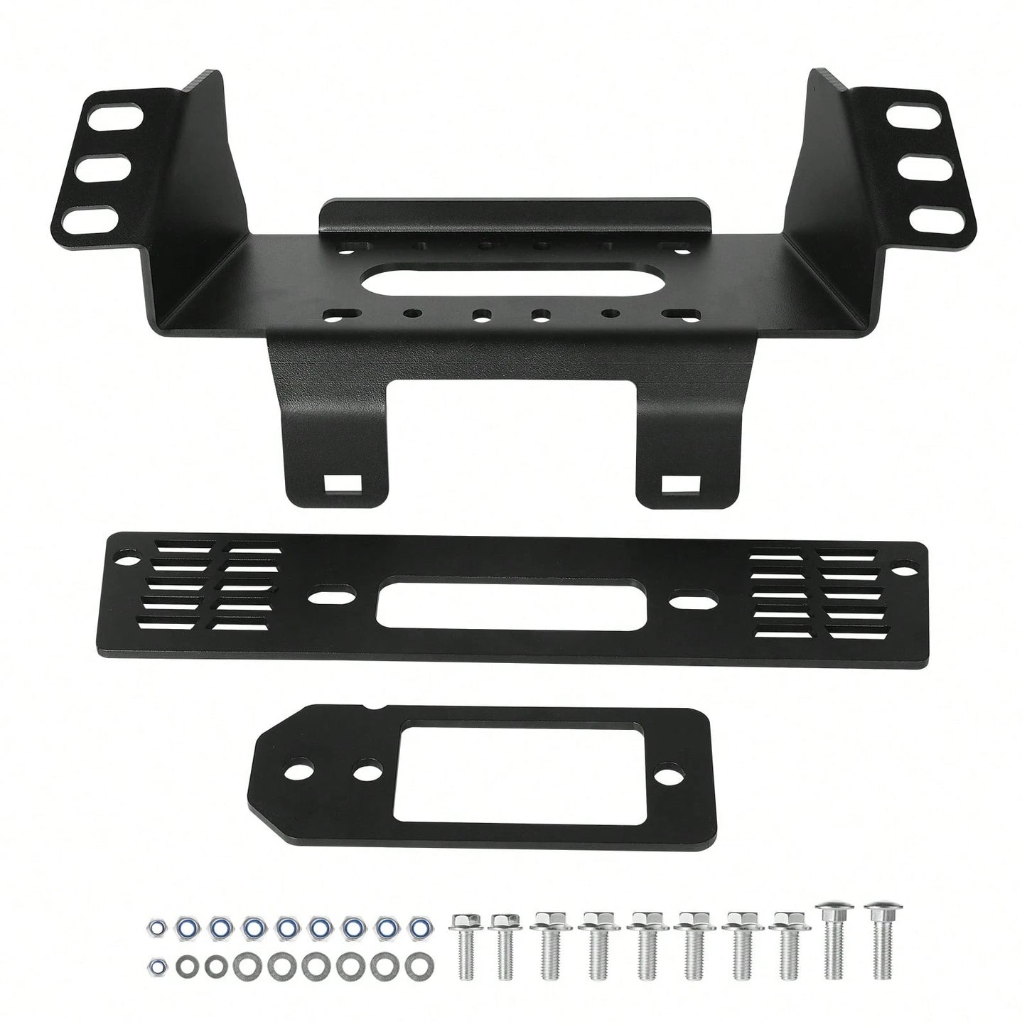 Winch Mount, Winch Capacity Of 2000-3600 Lbs, Trailer Hitch Winch Mount For Select Polaris Ranger Models (2010-2021), 3 Mounting Hole Design, Powder Coated Steel, Fit For Muddy Road Rescue