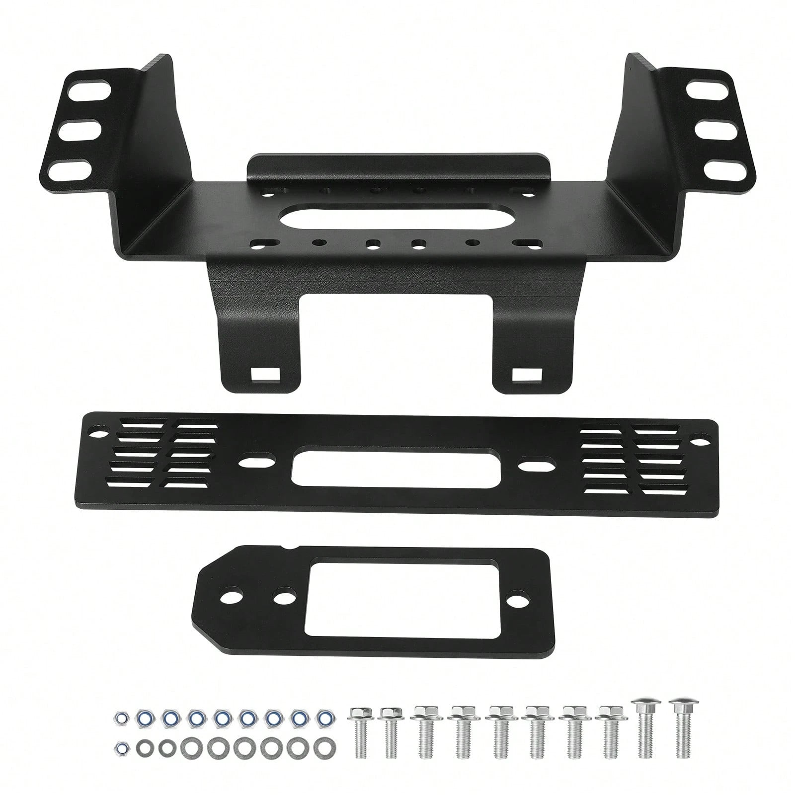 Winch Mount, Winch Capacity Of 2000-3600 Lbs, Trailer Hitch Winch Mount For Select Polaris Ranger Models (2010-2021), 3 Mounting Hole Design, Powder Coated Steel, Fit For Muddy Road Rescue