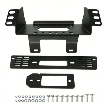 Winch Mount, Winch Capacity Of 2000-3600 Lbs, Trailer Hitch Winch Mount For Select Polaris Ranger Models (2010-2021), 3 Mounting Hole Design, Powder Coated Steel, Fit For Muddy Road Rescue