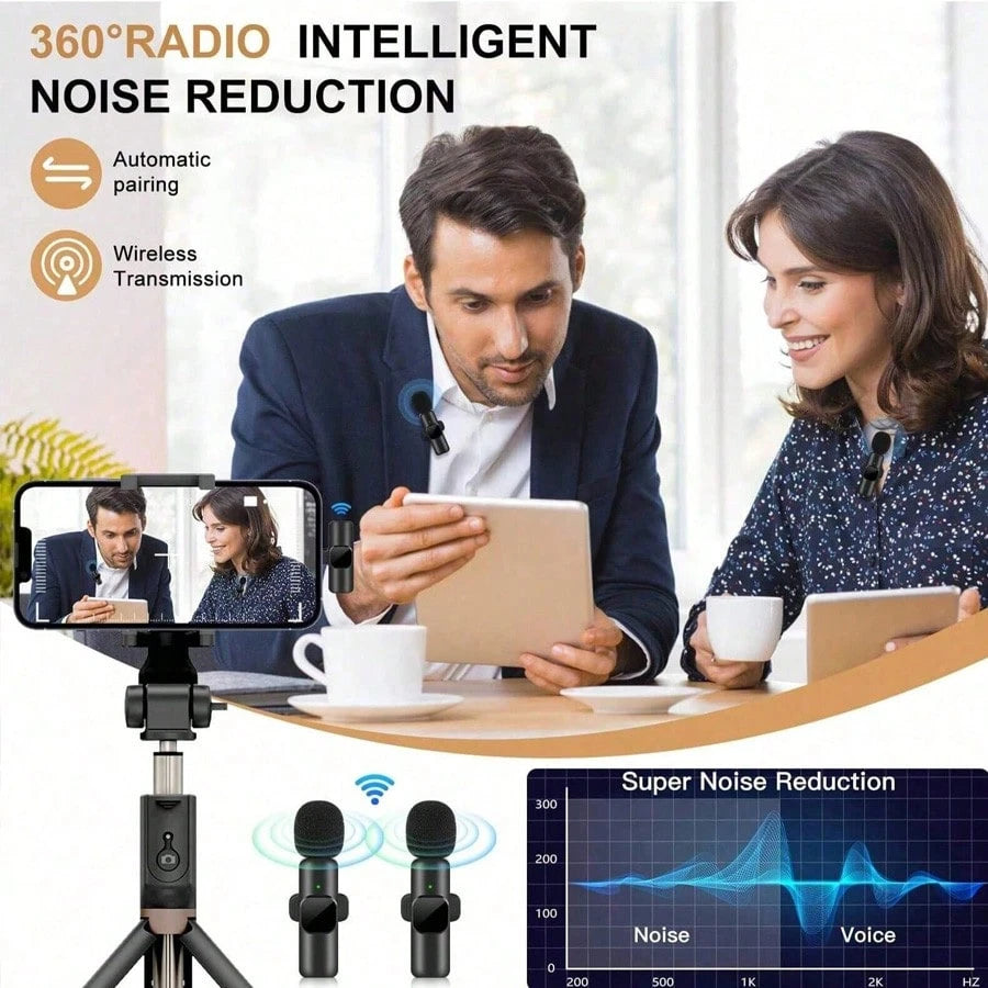 Wireless Lavalier Microphone System, Omnidirectional, USB-C, One-Key Recording, USB Charging, With Rechargeable Lithium-Polymer Battery, Suitable For Live Streaming And Video Conferencing, Wireless La
