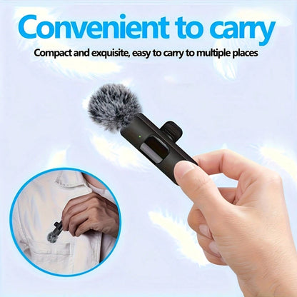 Wireless Lavalier Microphone System, Omnidirectional, USB-C, One-Key Recording, USB Charging, With Rechargeable Lithium-Polymer Battery, Suitable For Live Streaming And Video Conferencing, Wireless La
