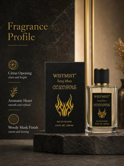 WISTMIST Men Perfume Spray, Sexy Man Cologne With Citrus Opening, Aromatic Heart & Woody Musk Finish, Gift-Ready Men's Fragrance For Day To Night Wear