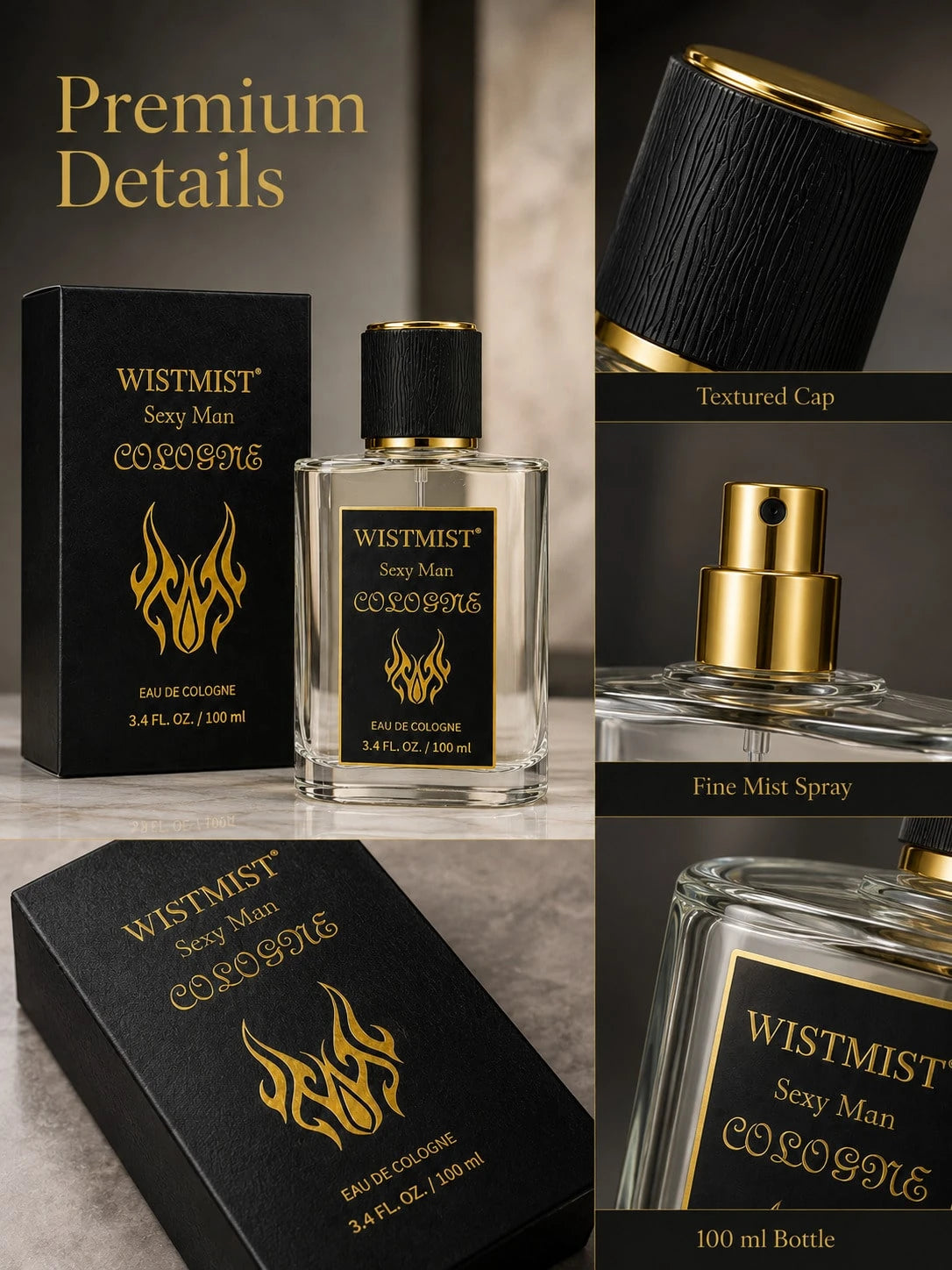 WISTMIST Men Perfume Spray, Sexy Man Cologne With Citrus Opening, Aromatic Heart & Woody Musk Finish, Gift-Ready Men's Fragrance For Day To Night Wear