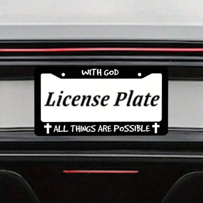 "With God, All Things Are Possible" Metal License Plate Frame, Christian Jesus/God Car License Plate Frame//Car Accessories 12X 6inch, Vehicle Decoration, Faith-Themed Decoration, Spiritual Accessorie