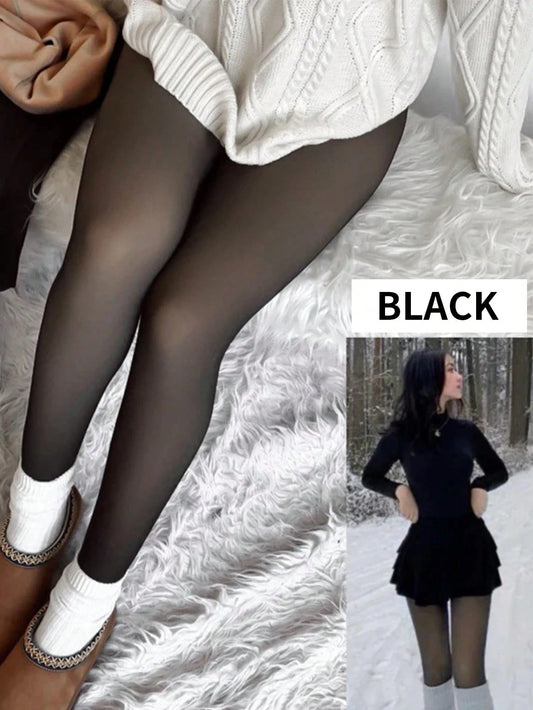 Woman Thermal Tights Sexy Translucent Fleece Pantyhose Slim Winter Warm Thick Velvet Stockings Female Streetwear Tights