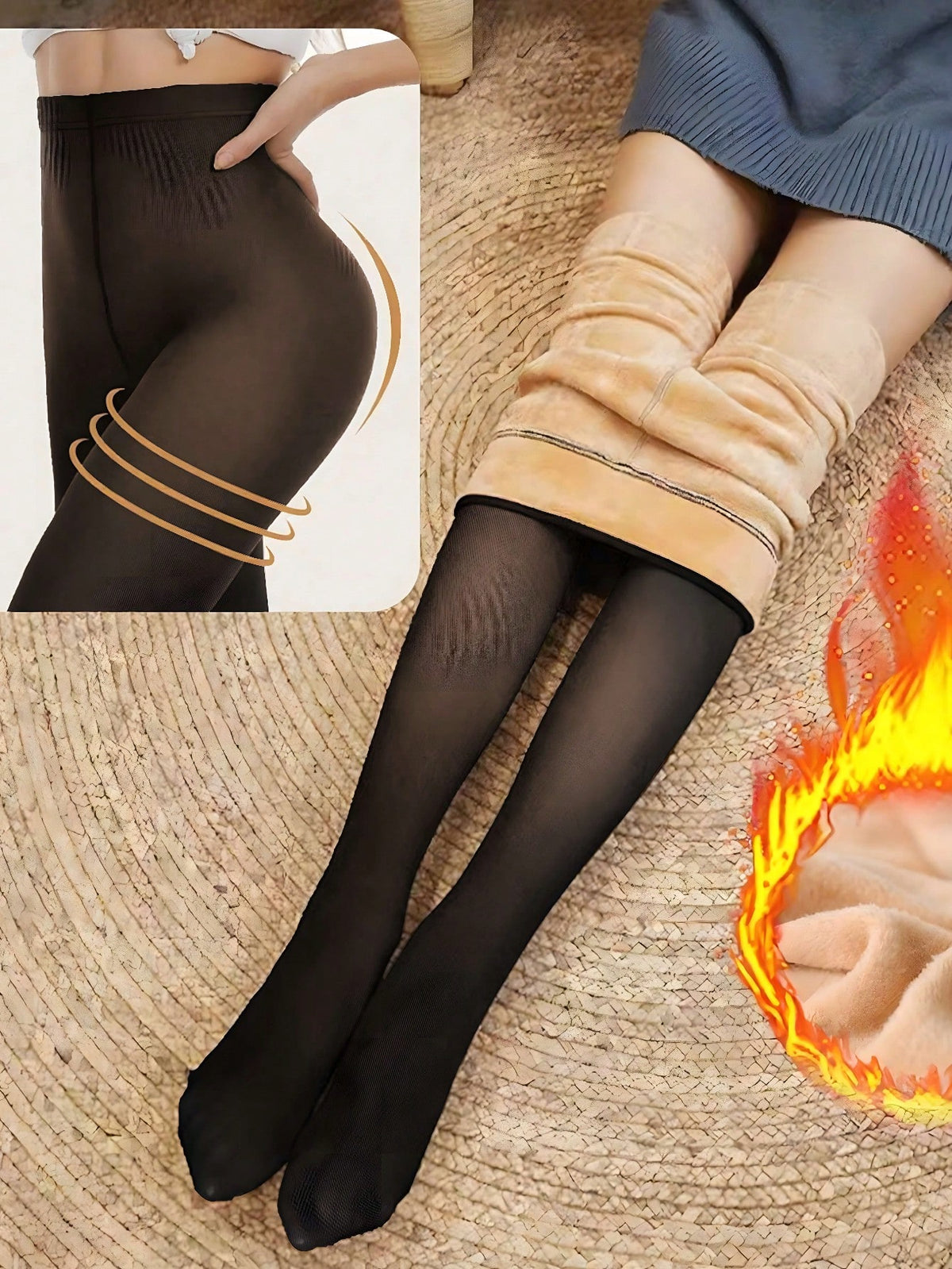 Woman Thermal Tights Sexy Translucent Fleece Pantyhose Slim Winter Warm Thick Velvet Stockings Female Streetwear Tights