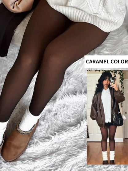 Woman Thermal Tights Sexy Translucent Fleece Pantyhose Slim Winter Warm Thick Velvet Stockings Female Streetwear Tights