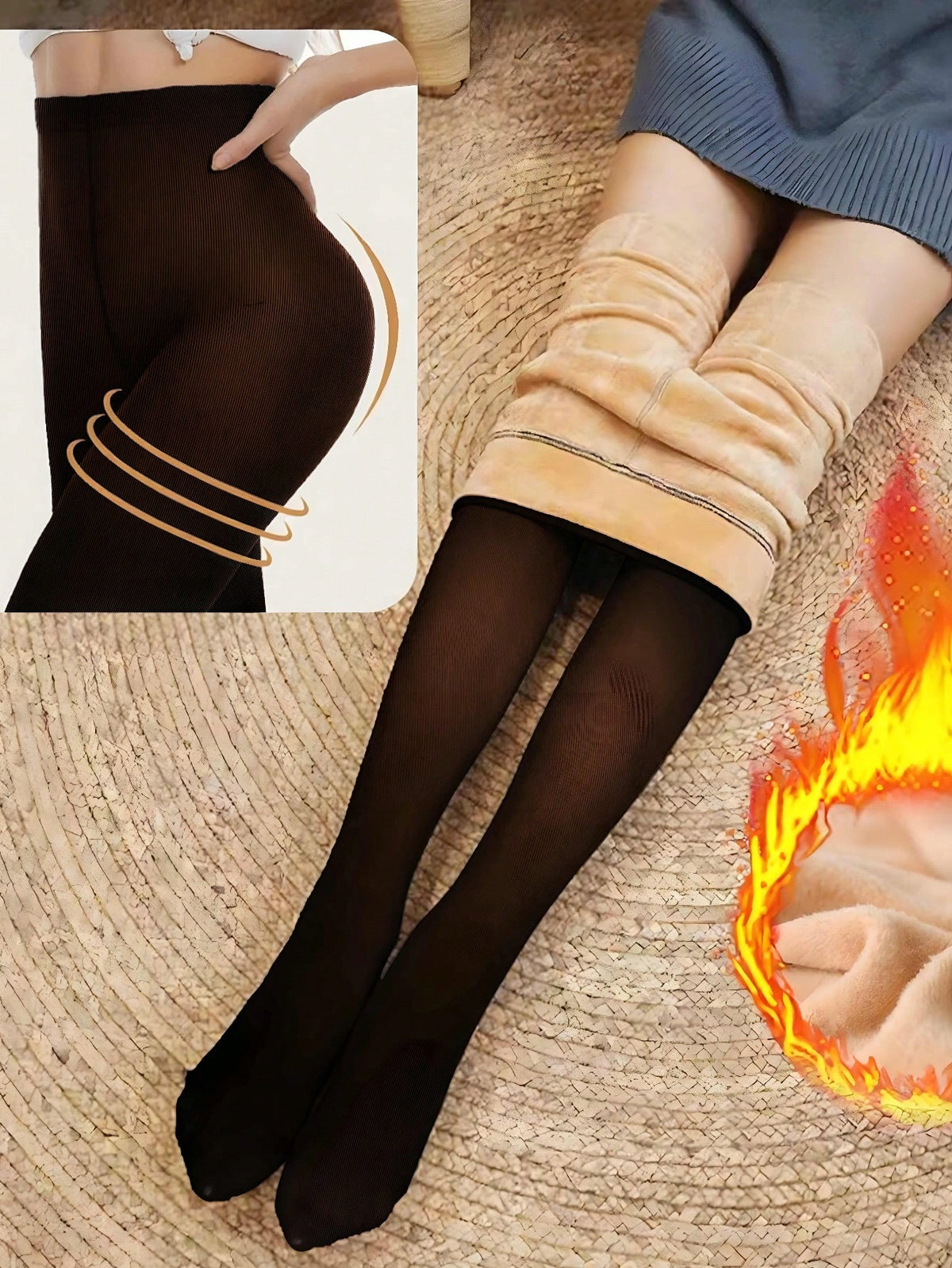 Woman Thermal Tights Sexy Translucent Fleece Pantyhose Slim Winter Warm Thick Velvet Stockings Female Streetwear Tights