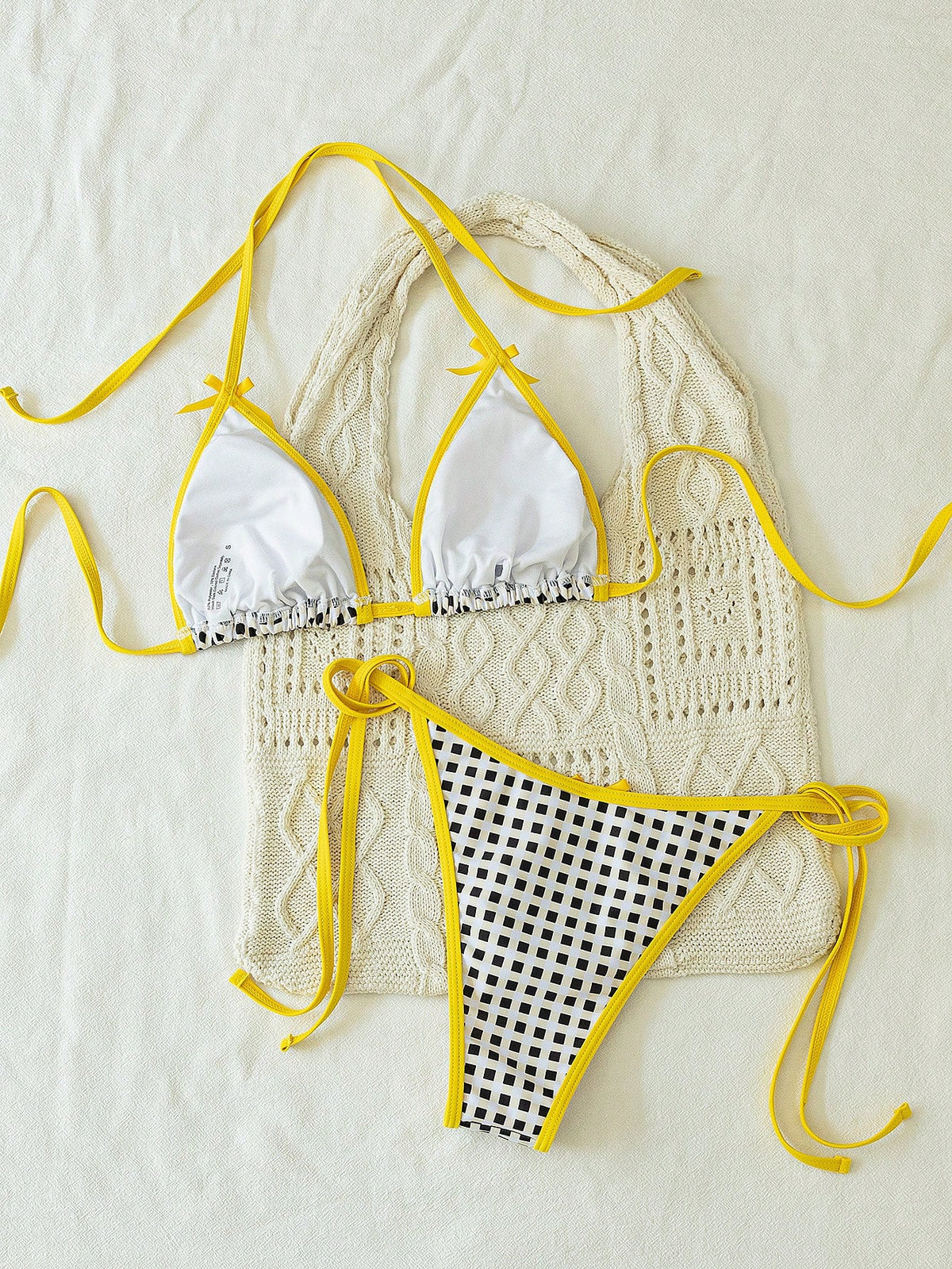 Women 2pcs Lace-Up Colorful Cruise Party Beach Vacation Bikini Swimwear, Stylish Youthful Fashion Summer