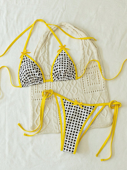 Women 2pcs Lace-Up Colorful Cruise Party Beach Vacation Bikini Swimwear, Stylish Youthful Fashion Summer