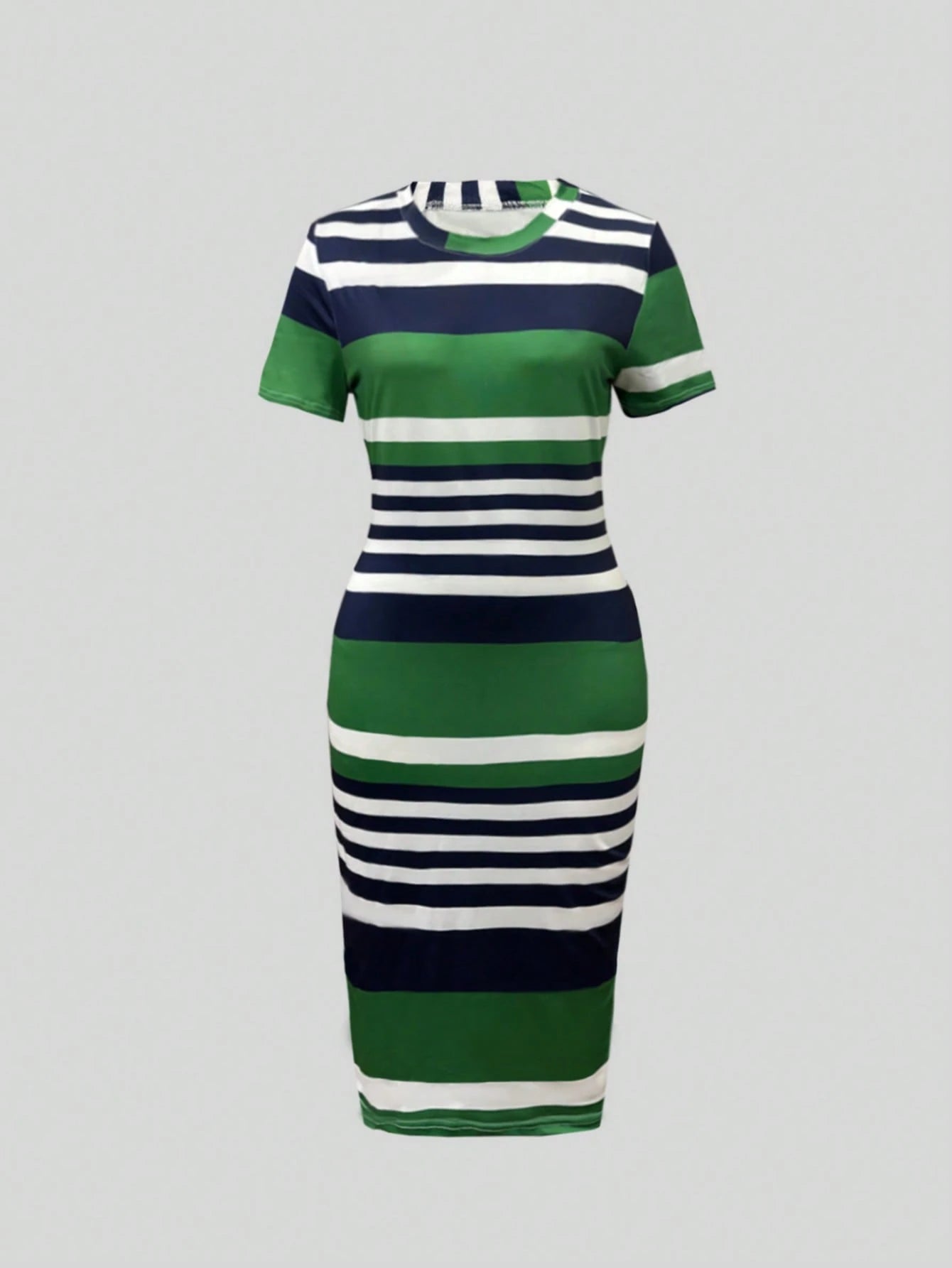 Women Casual Contrast Striped Bodycon Dress For Summer Elegant