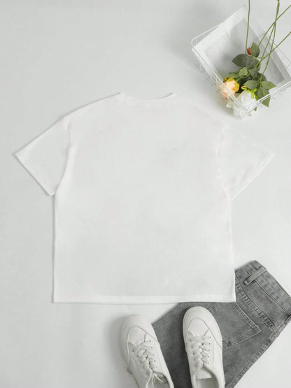 Women Casual Punk Round Neck Short Sleeve Lips Print Fashion Gothic Streetwear T-Shirt White Summer