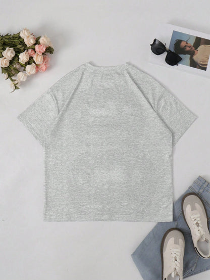 Women Casual Punk Round Neck Short Sleeve Lips Print Fashion Gothic Streetwear T-Shirt White Summer
