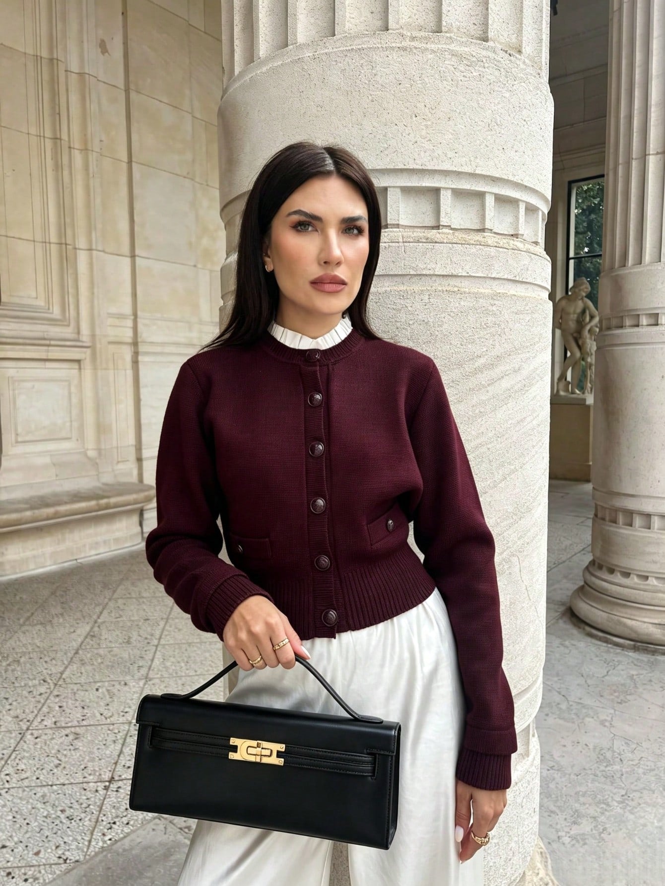 Women Clutch Bag,Rectangular Handheld Bag,Solid Smooth PU Leather,Gold Turn Lock,Portable Design,Minimalist Luxury For Party Dating Daily Occasions