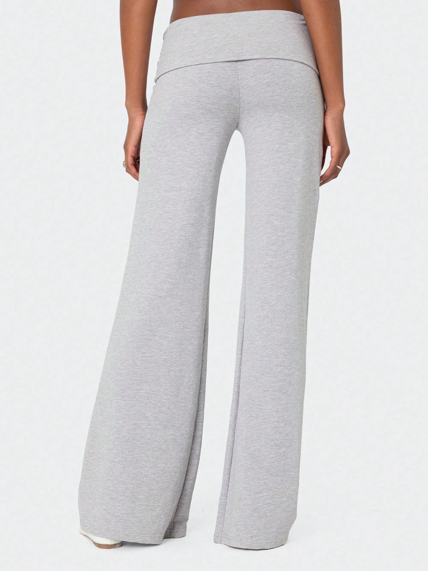 Women Fold Over Yoga Pants Low Rise Solid Color Stretch Casual Straight Wide Leg Palazzo Pants Loose Fit Comfy Flared Leggings Gym Lounge Pants Bootcut Bell Bottoms Baggy Sweatpants Teen Girl Back To