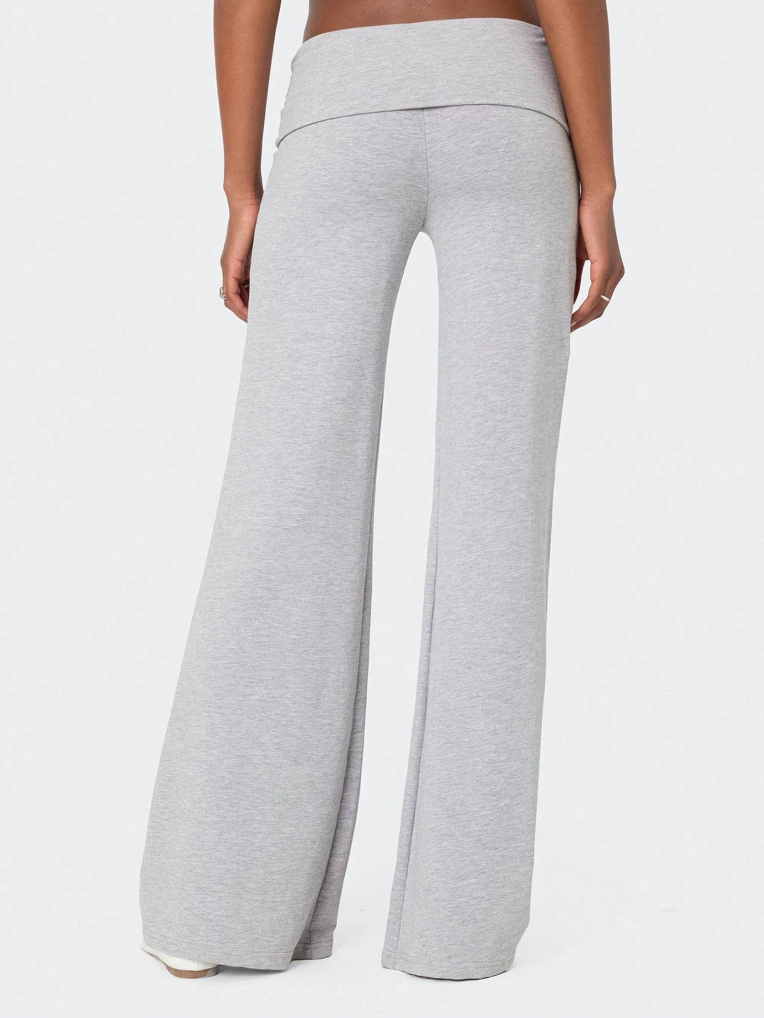 Women Fold Over Yoga Pants Low Rise Solid Color Stretch Casual Straight Wide Leg Palazzo Pants Loose Fit Comfy Flared Leggings Gym Lounge Pants Bootcut Bell Bottoms Baggy Sweatpants Teen Girl Back To